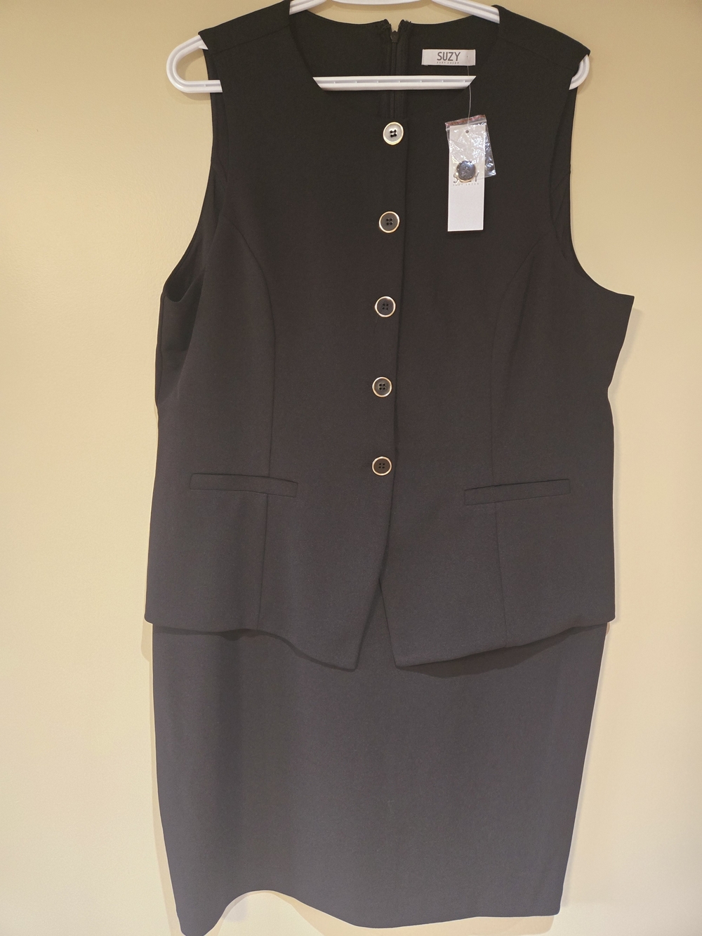 Black Women's Coat with Gold-Trim Buttons